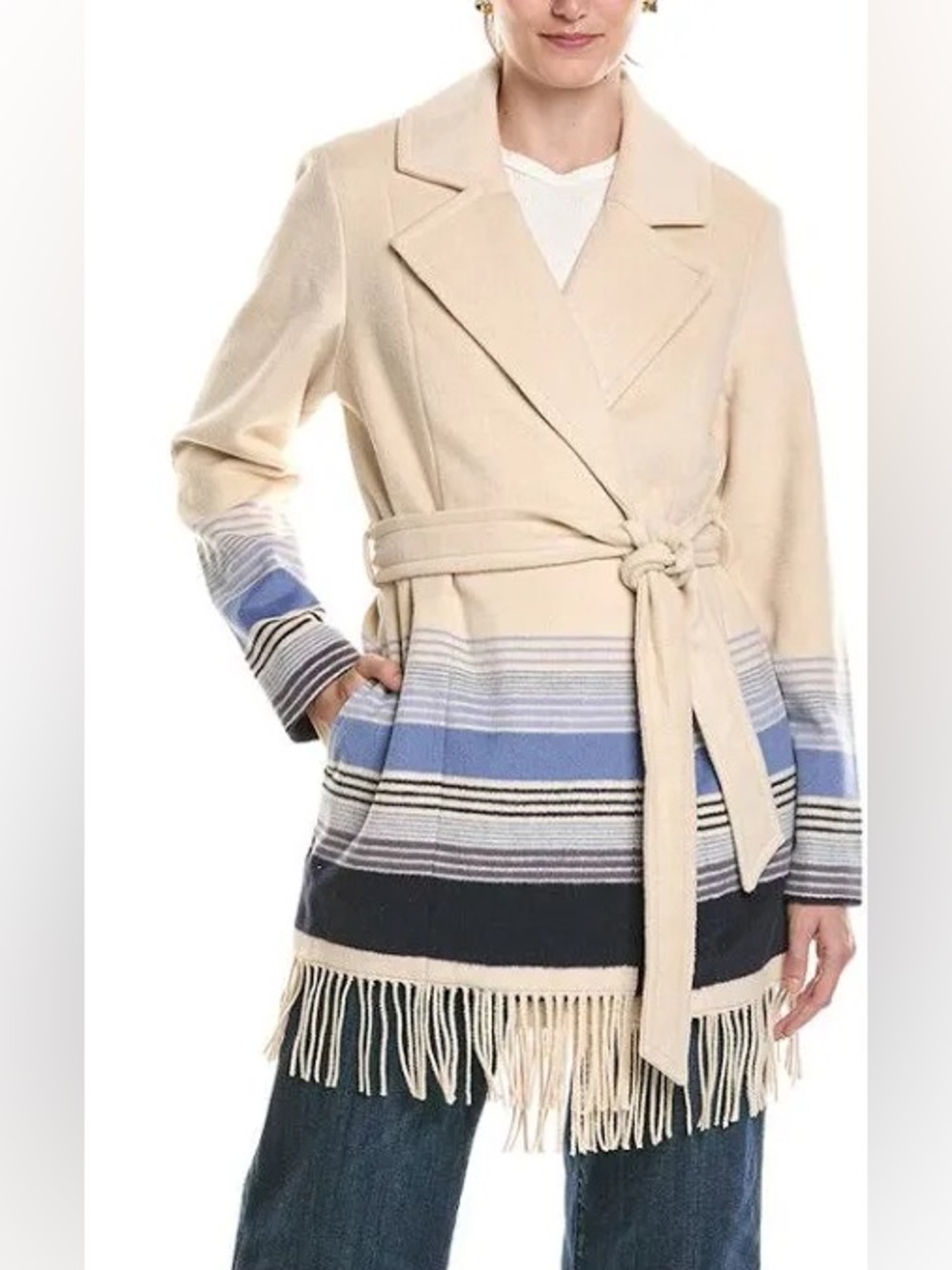 NWT Tommy Bahama Striped Fringe Belted Coat – Size Small – $250 Retail
